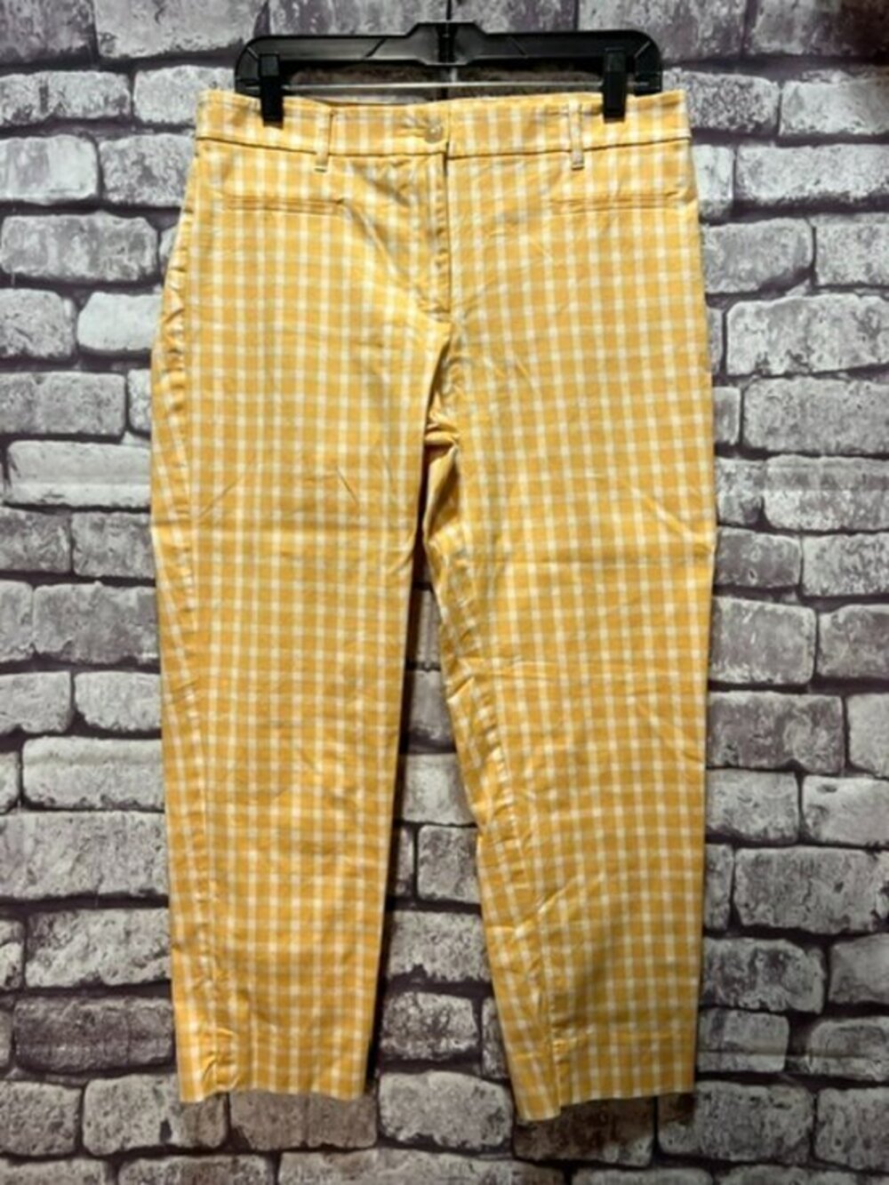 Ann Taylor Yellow & White Check Crop Pants Size 8